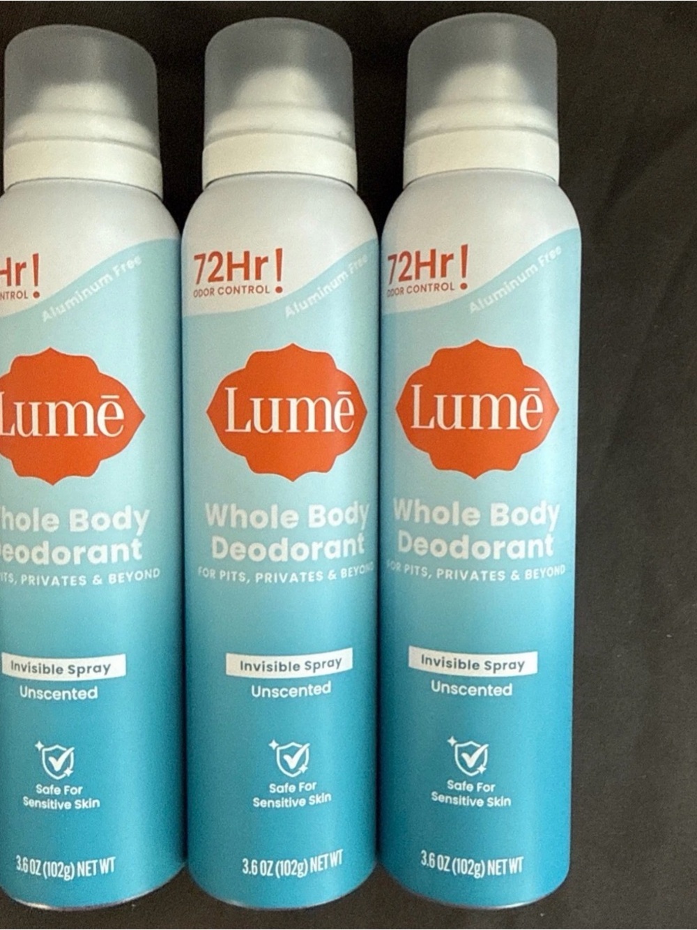Whole Body Deodorant Unscented Spray - Light Blue 3 pack
